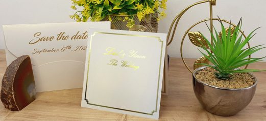 הזמנה נפתחת הטבעת פויל זהב מסגרת