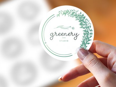 מדבקה עגולה Greenery