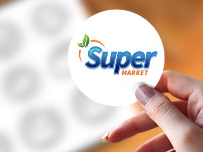 מדבקה עגולה Super Market