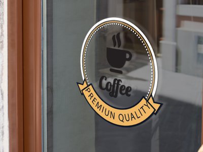 לוגו צורני לדלת בית קפה