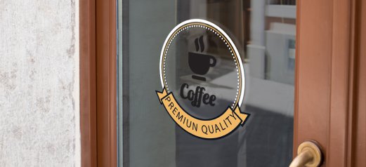 לוגו צורני לדלת בית קפה