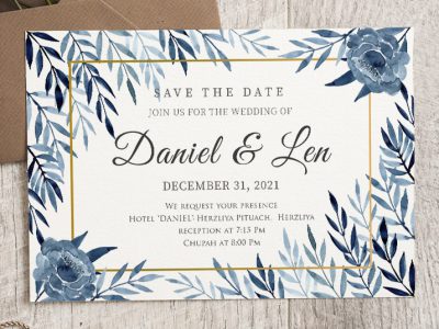 הזמנת בוטיק פרחים ועלים כחולים