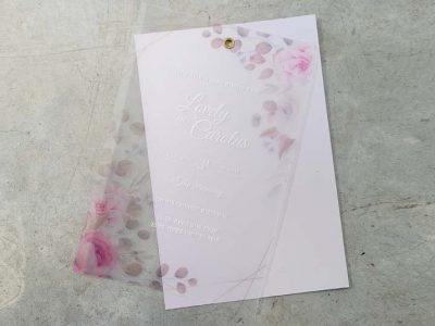 הזמנה שקופה ניט פרח ורוד בהיר