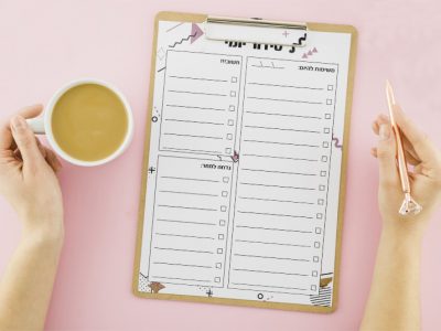 תכנון שבועי ורוד שחור