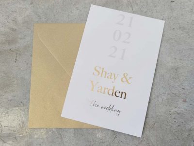 הזמנה לחתונה פויל זהב ירדן