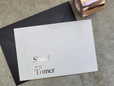 הזמנה לחתונה פויל רוז גולד שני