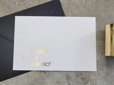 הזמנה לחתונה פויל זהב שני