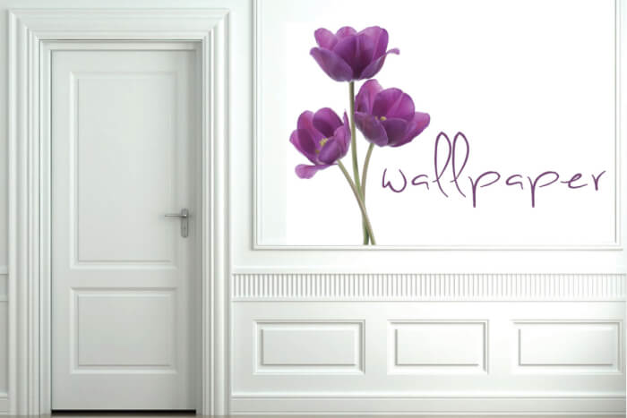 מדבקת קיר פרחים סגולים